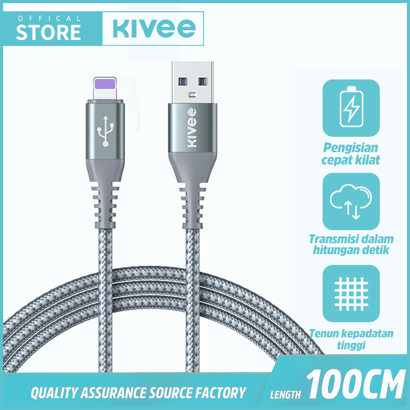 (HOT)KIVEE Kabel Data Fast Charging 3.0A KV-CT025 Silver Universal 1.2M