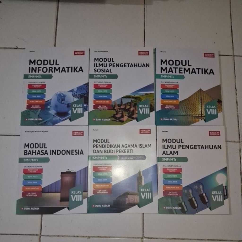 BUKU MODUL SMP / MTS KELAS VIII / 8 PENERBIT BUMI AKSARA KURIKULUM MERDEKA MATEMATIKA PAI INFORMATIK