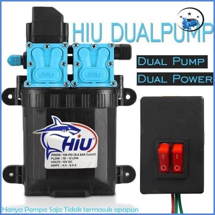 Pompa Dc 12V Hiu Dual Pump Dengan Saklar Box On Off Xt-60 Asli