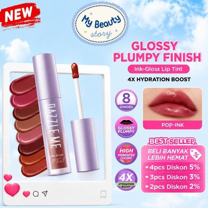 Sb22 [Must Have] Dazzle Me Ink-Gloss Lip Tint 2.5 Ml Bibir Berkilau Plumpy Dengan Watery Gel Formula