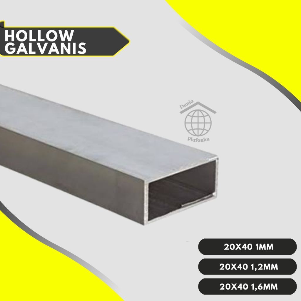 Hollow Galvanis 20x40 1mm 1,2mm 1,6mm 6 meter / Hollow Galvanis 1mm /Hollow Galvanis 1,2mm / Hollow 