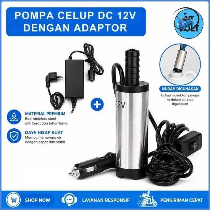 Pompa Celup Solar Mini Pompa Air Portable Plus Adaptor Lighter 12V Pompa Sibel Sedot Minyak Solar As