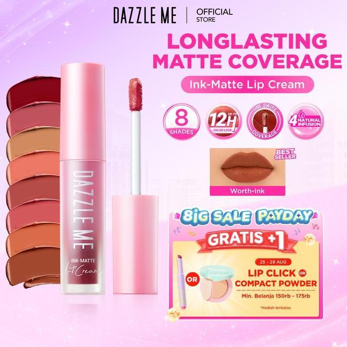 Sb22 [Bpom] Dazzle Me Ink-Matte Lip Cream Matte Moisturizing Tahan Lama Coverage Lip Cream Dengan Ha
