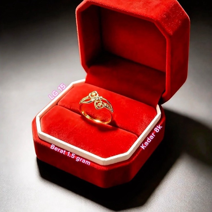 cincin emas elegan kadar 375 8k UBs