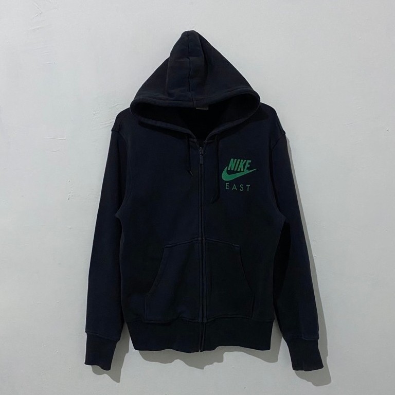 Hoodie Zip Up Pria Hitam NIKE EAST internasional big logo belakang