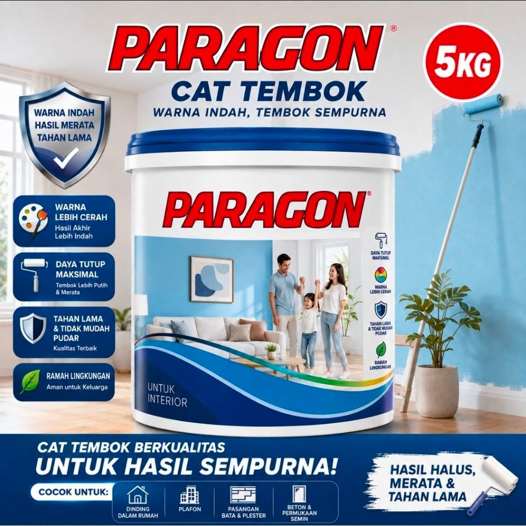 CAT TEMBOK 5KG PARAGON 5KG PLAFON KAMAR RUANGAN PARAGON 5KG