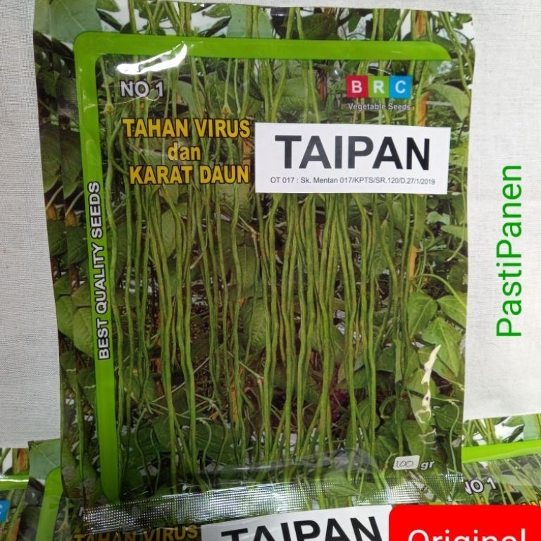 Benih Kacang Panjang TAIPAN tahan virus dan karat daun.original BRC 100 gram