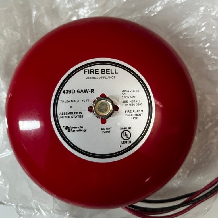 Edward Signaling Fire Bell 439D-6AW-R Audible Appliance 20/24 Volts DC 0.085 Amp Merah baru tanpa du