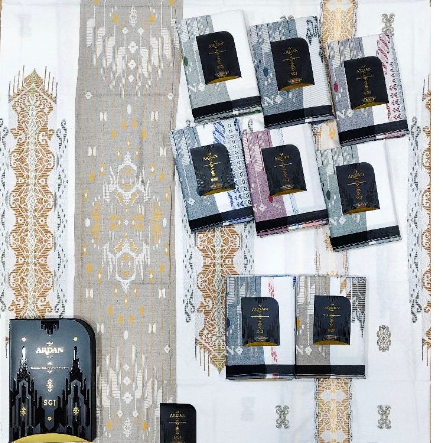 Sarung Ardan SGJ Premium Dewasa | Seri Putih & Hitam | Sarung Pria Elegan, Nyaman untuk Sholat & Iba