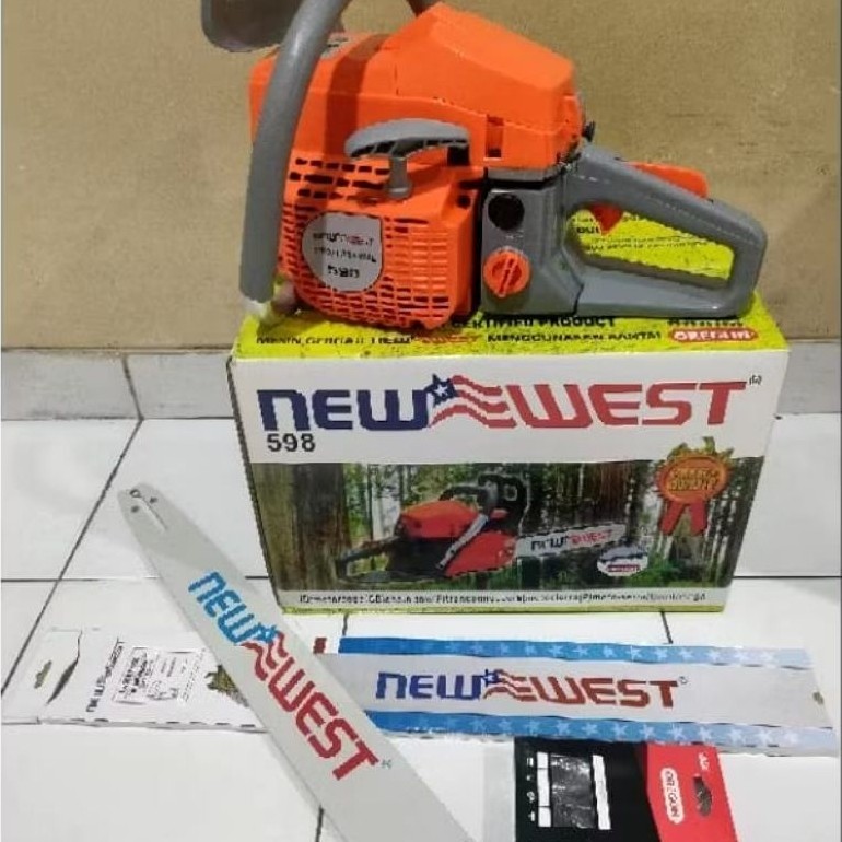 MESIN SENSO NEW WEST 598 Chainsaw Bar Laser 22" Inchi Chainsaw New West 598