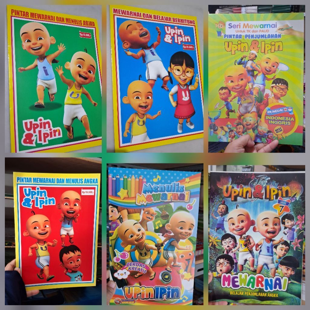 Buku mewarnai UPIN IPIN ukuran 16x24 cm GK