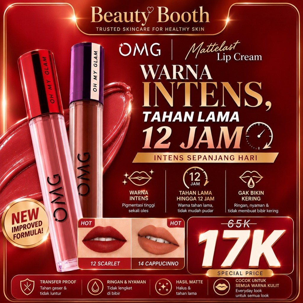 OMG Oh My Glam Lip Cream Matte | Lip Matte Kiss | Lipstick Matte | OMG Glassy Lip TInt - Beauty Boot