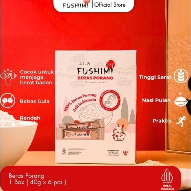 FUSHIMI Beras Porang (60 gr x 4 sachet) 240gr Shirataki Konjac Rice Healthy Food exp Jul 28