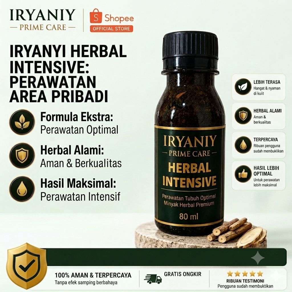 PRIME Iryaniy | Minyak Pijat Herbal Perawatan Area  Pribadi Tubuh Lebih Optimal dan Percaya Diri