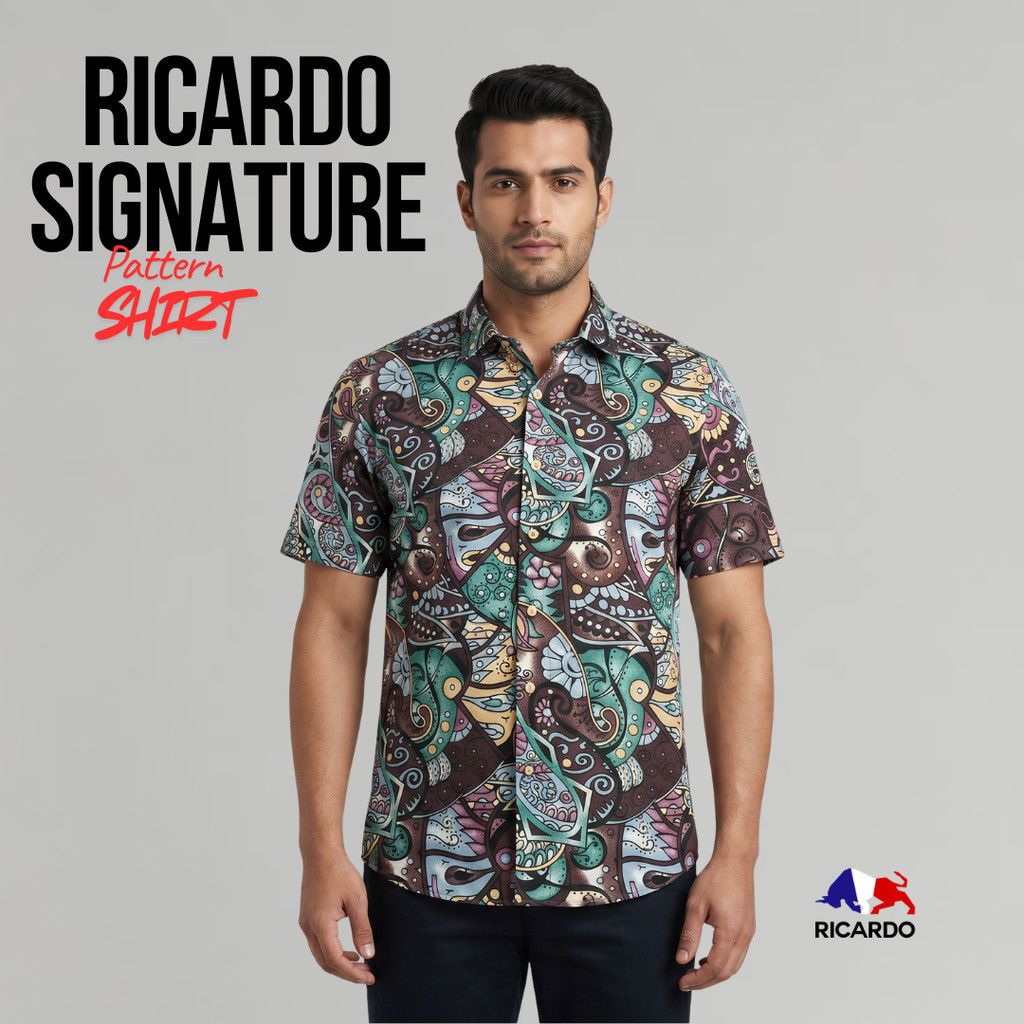RICARDO kemeja pria Motif lengan pendek FS 22028 ( dbritano )