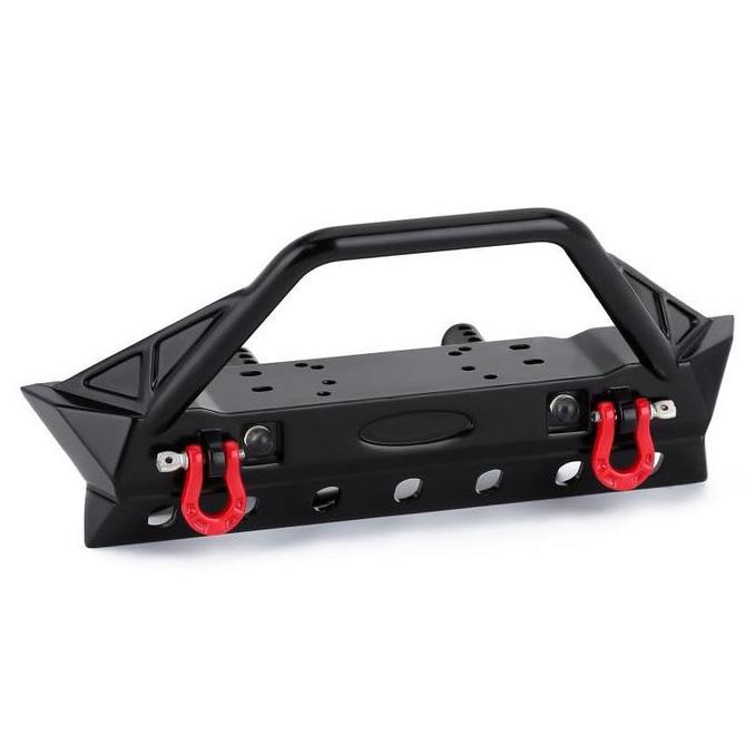 Injora Metal Black Front Bumper With Lights For Scx10 Scx10Ii Scx10Iii Custom