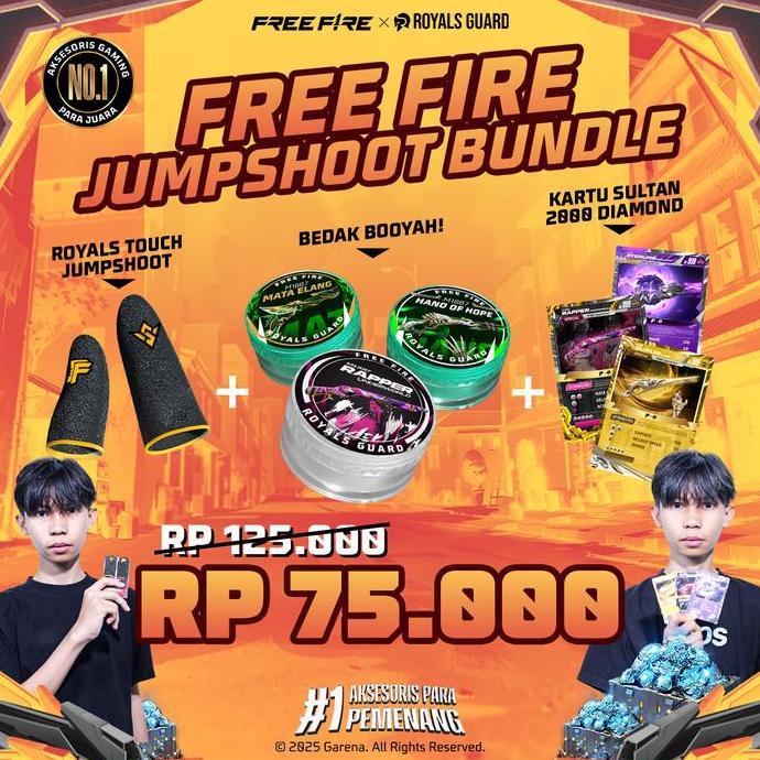 [FREE FIRE JUMPSHOOT BUNDLE] - Bedak Booyah Royals Dust Solo + Royals Touch Jumpshoot Sarung Jempol 
