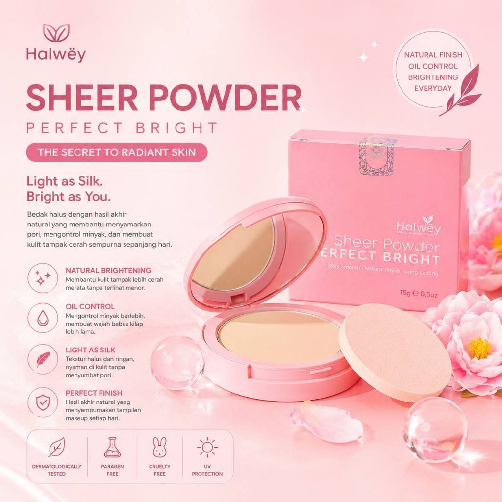 Halwey Bedak Padat Sheer Powder Perfect Bright