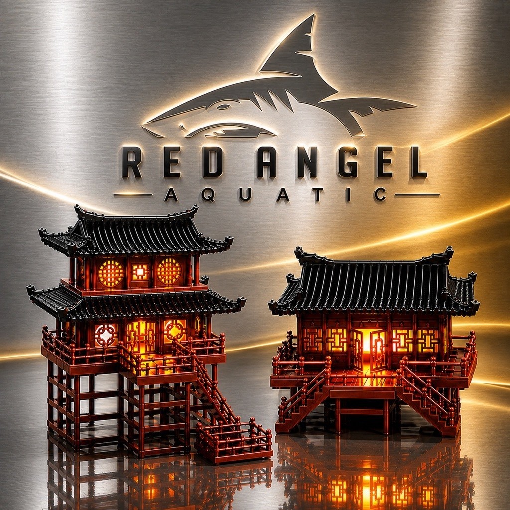miniatur rumah kuil berlampu hiasan paludarium aquascape diorama