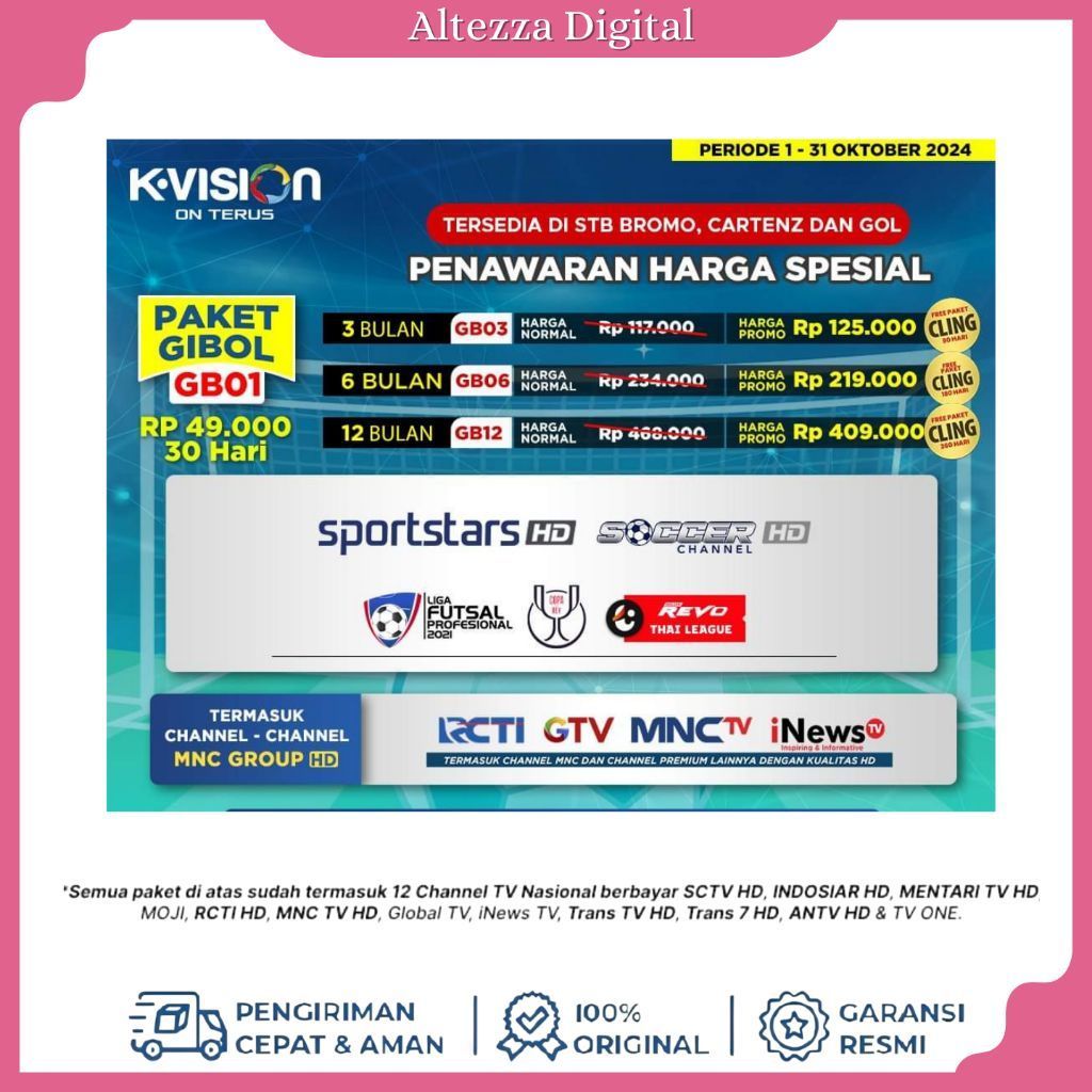 Tv Voucher Paket K-vision GIBOL 1Bulan AFF ASEAN CHAMPIONSHIP HYUNDAI CUP 2026