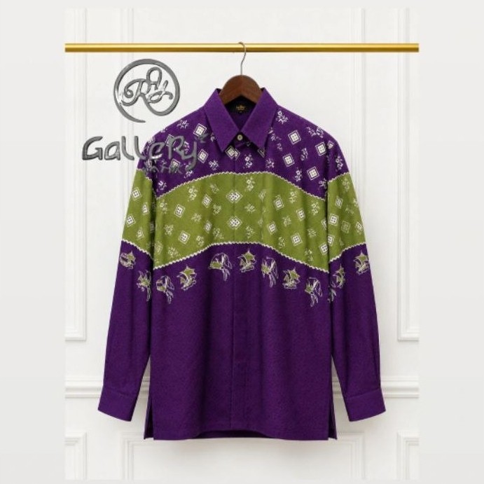 Kemeja Batik Cowok | Tridarma Dasar Ungu Dobby