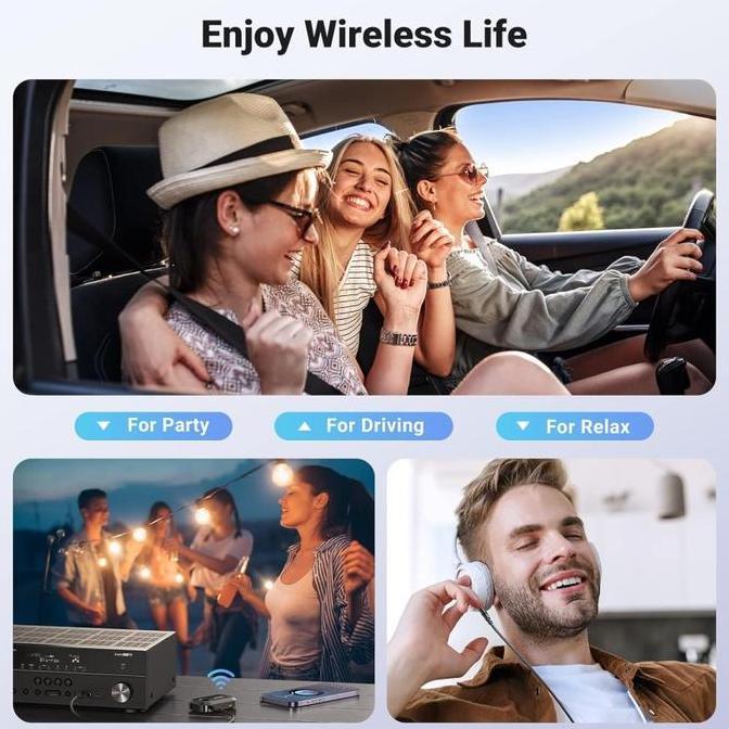 Ugreen 90748 Car Bluetooth 5.3 Audio Receiver With Audio & Mic Untuk Mobil Tape Radio Headset