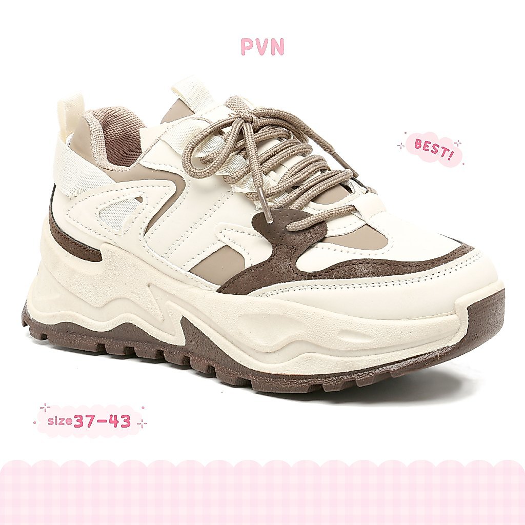 PVN Jeonghan Sepatu Sneakers Wanita Sport Shoes Hitam 605