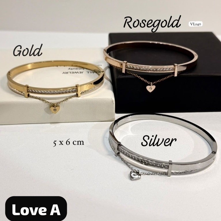Gelang bangle Love Titanium Rosegold / Bangle Titanium Import