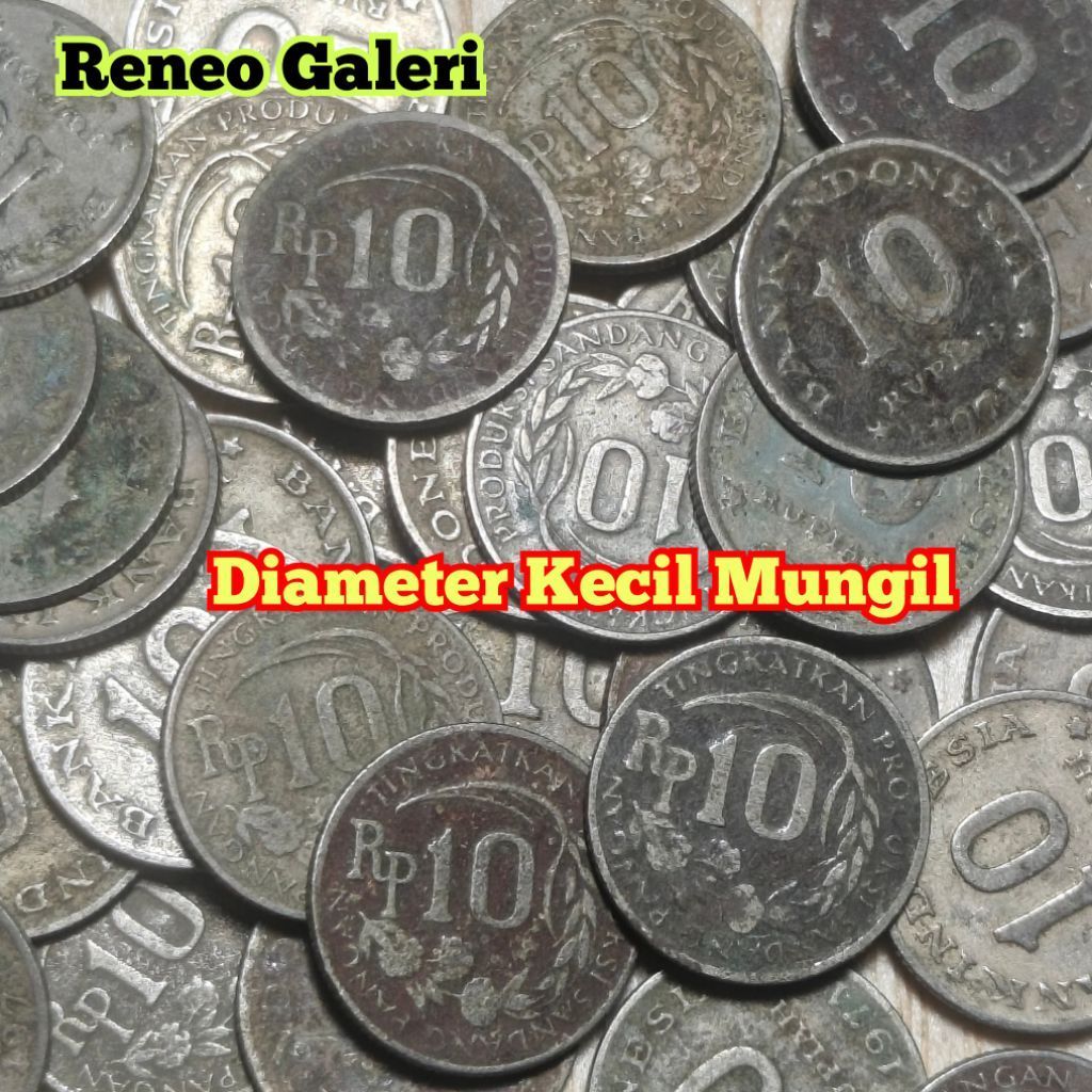 Kotor Koin Kecil Rp 10 Rupiah Tahun 1971 Kancing padi kapas Uang Kuno logam Indonesia apa adanya