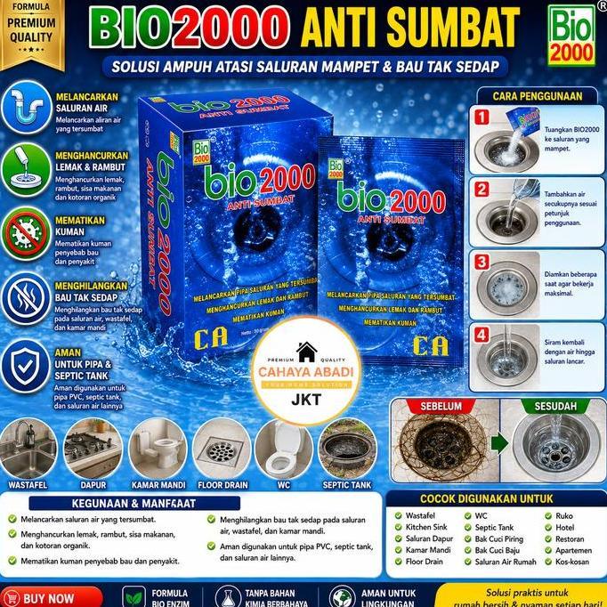 Anti Sumbat Saluran Air Mampet Penghancur Lemak Rambut Kotoran Pembersih Pipa & Septic Tank BIRU KOT
