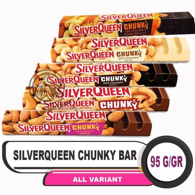 Coklat SilverQueen Chunky Bar 82gr Ukuran Besar 5 pcs Rasa Cashew Almond White Dark Orange Peel Mix