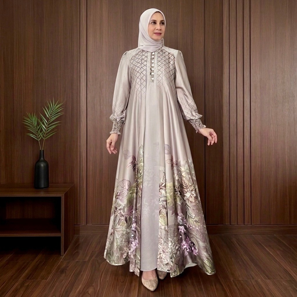 HOT SALE Sale [JEMIA] Aurora Dress Silk Busui Set Hijab Gamis Wanita Kondangan Elegan Mewah Kekinian