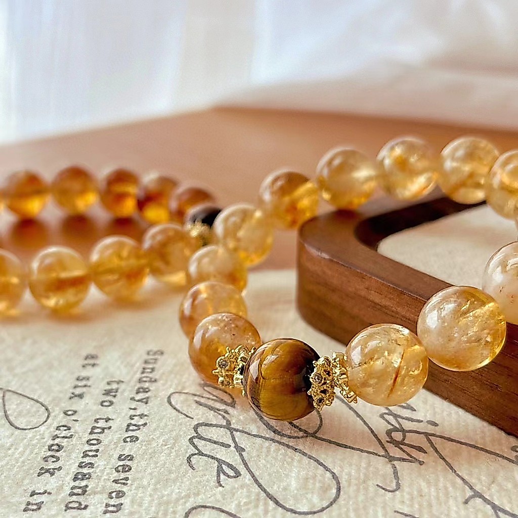 12MM partikel besar gelang mataharimau citrine alami