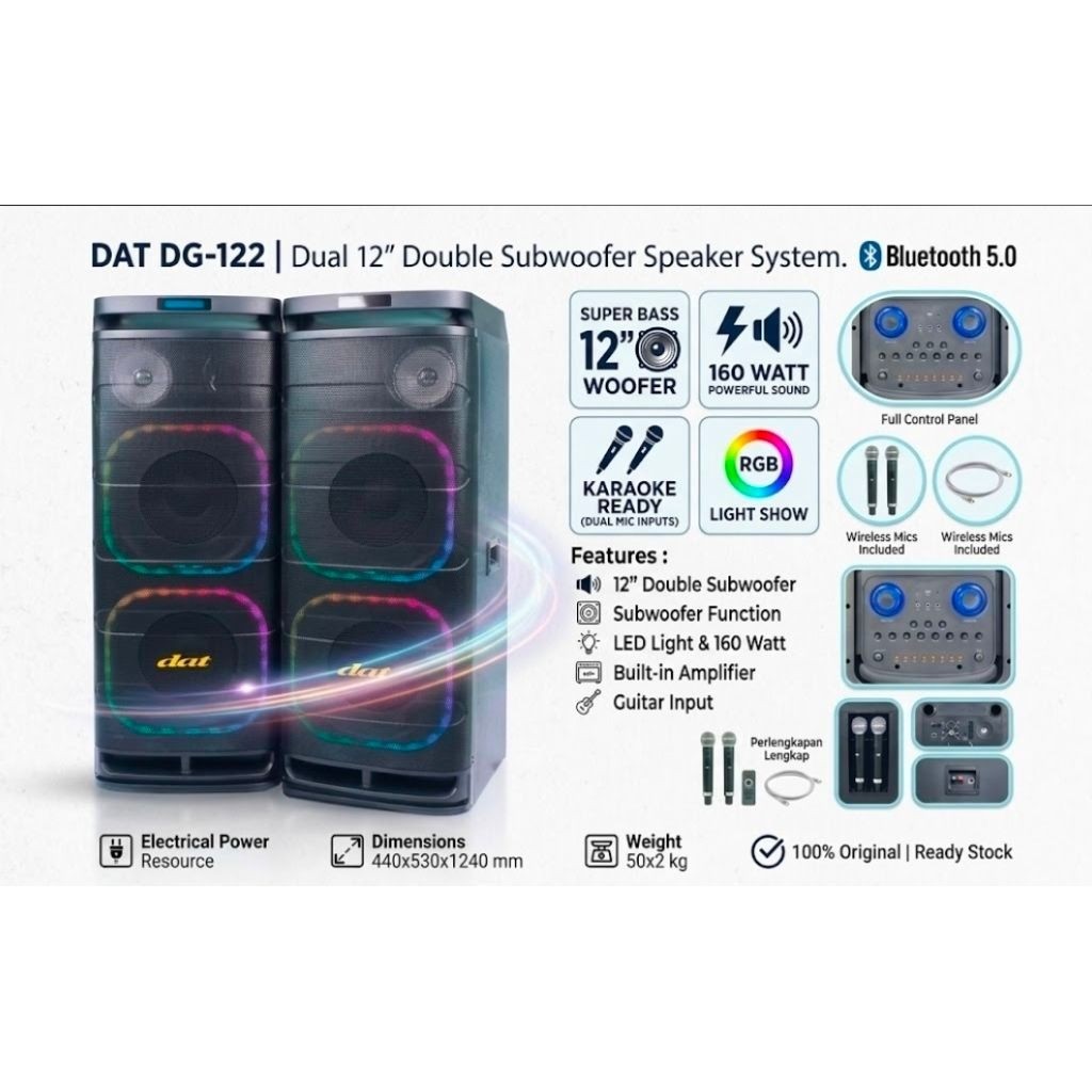 Speaker aktif pasif dat 12 inch dg122 double subwoofer  dg 122