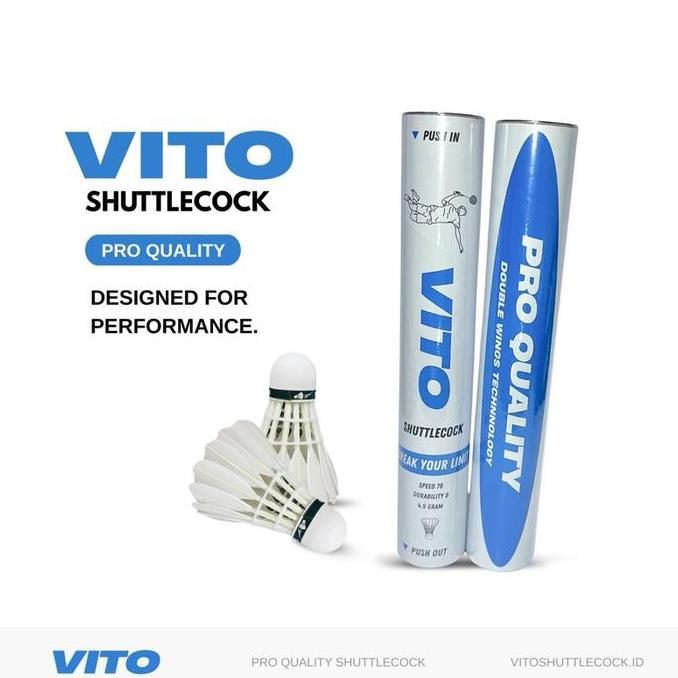 Vito Shuttlecock Pro Quality | Kock Badminton Bulutangkis Tahan Lama & Stabil Isi 12