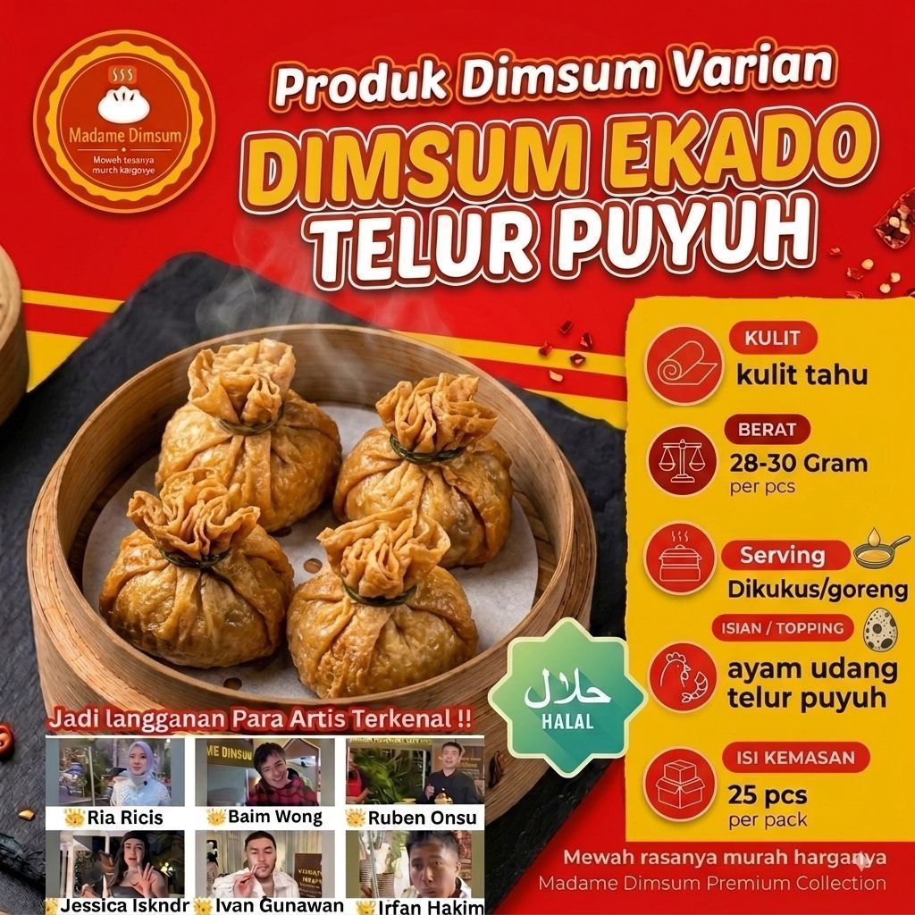DIMSUM EKADO AYAM UDANG TELUR PUYUH (Perpack isi 25 pcs)(sudah sama saos)..