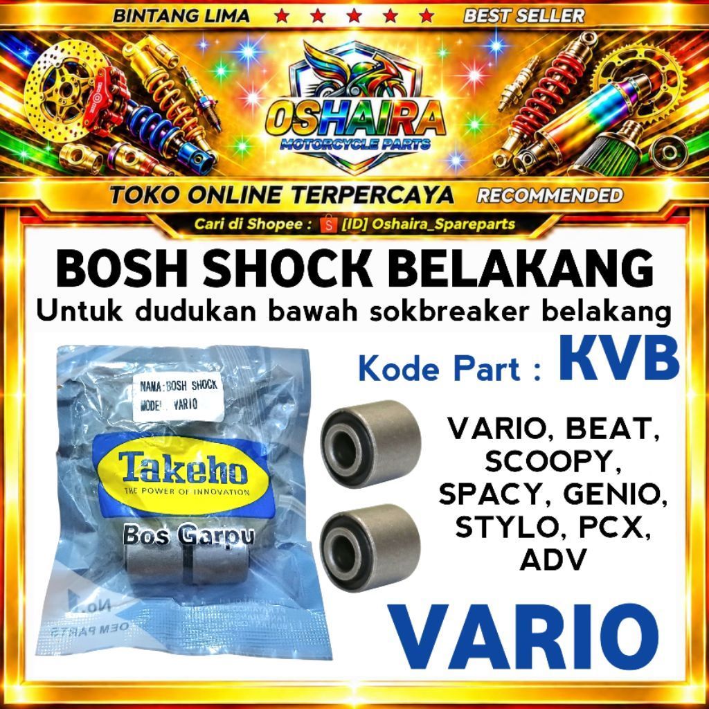 BOSH Shock Belakang Kode Part KVB untuk Vario Beat Scoopy Spacy Genio Stylo PCX ADV, BOSH SHOCK VARI