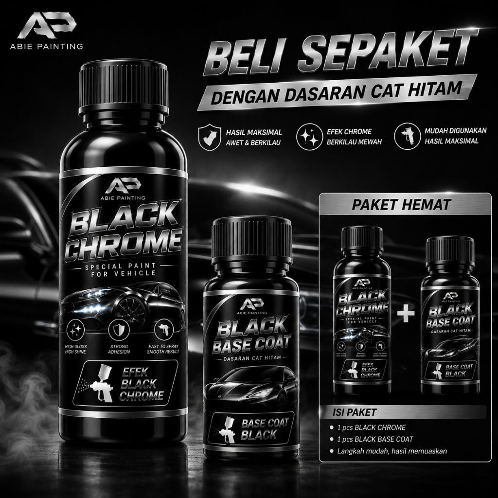 cat PU black chrome sepaket dengan dasaran hitam
