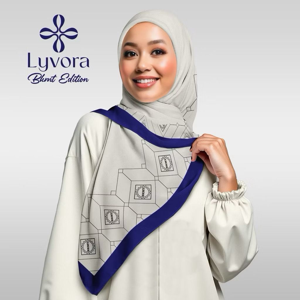 Jilbab BKMT 001 off white Lyvora - Kerudung Segi Empat