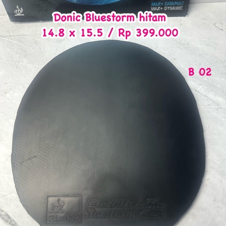 SECOND KARET TENIS MEJA PINGPONG DONIC BLUESTORM WARNA HITAM
