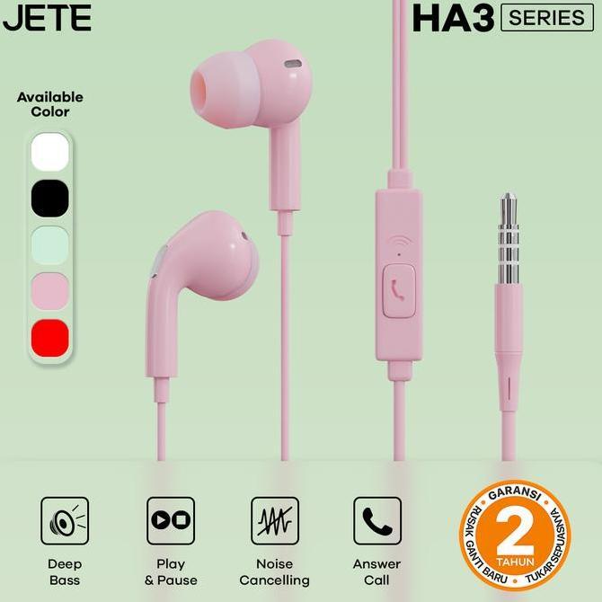Earphone Handsfree Headset Jete Ha3 With Audio Power Bass Original