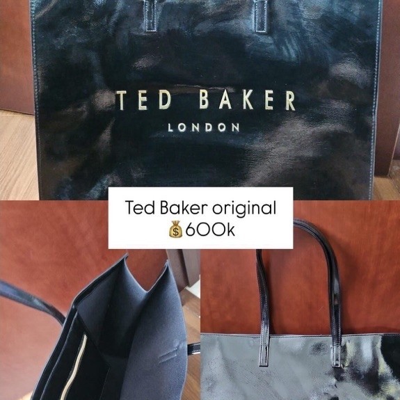 Tas Tote Bag TED BAKER LONDON warna hitam glossy model shopper wanita