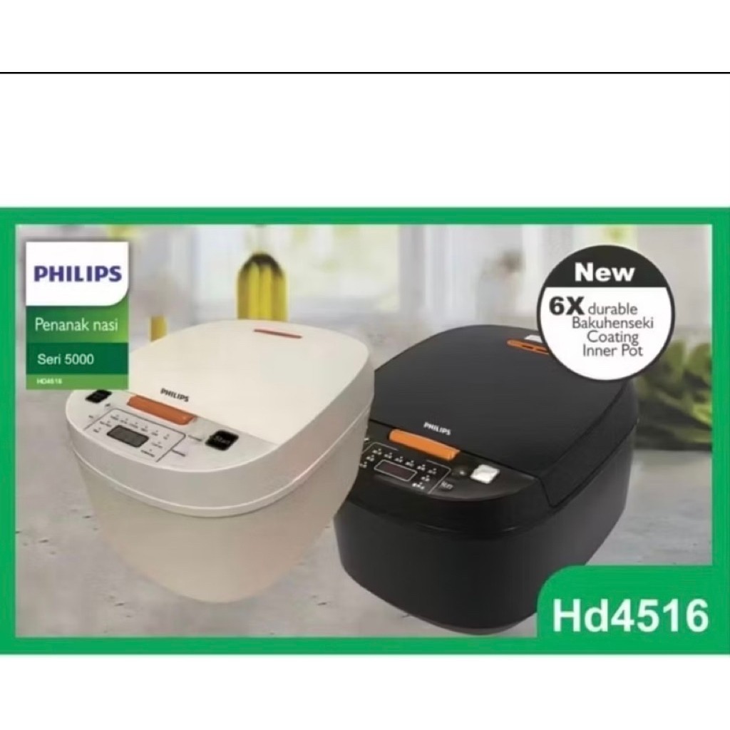 mejikom PHILIPS 1.8L Digital Rice Cooker HD4515/33 - 400Watt, 8 Menu, White, putih, mejikom multi fu