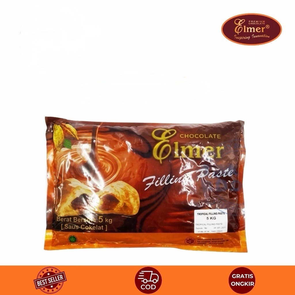 ELMER FILLING PASTE CHOCOLATE TROPICAL DARK COKLAT PASTA FILLING KEMASAN 5 KG