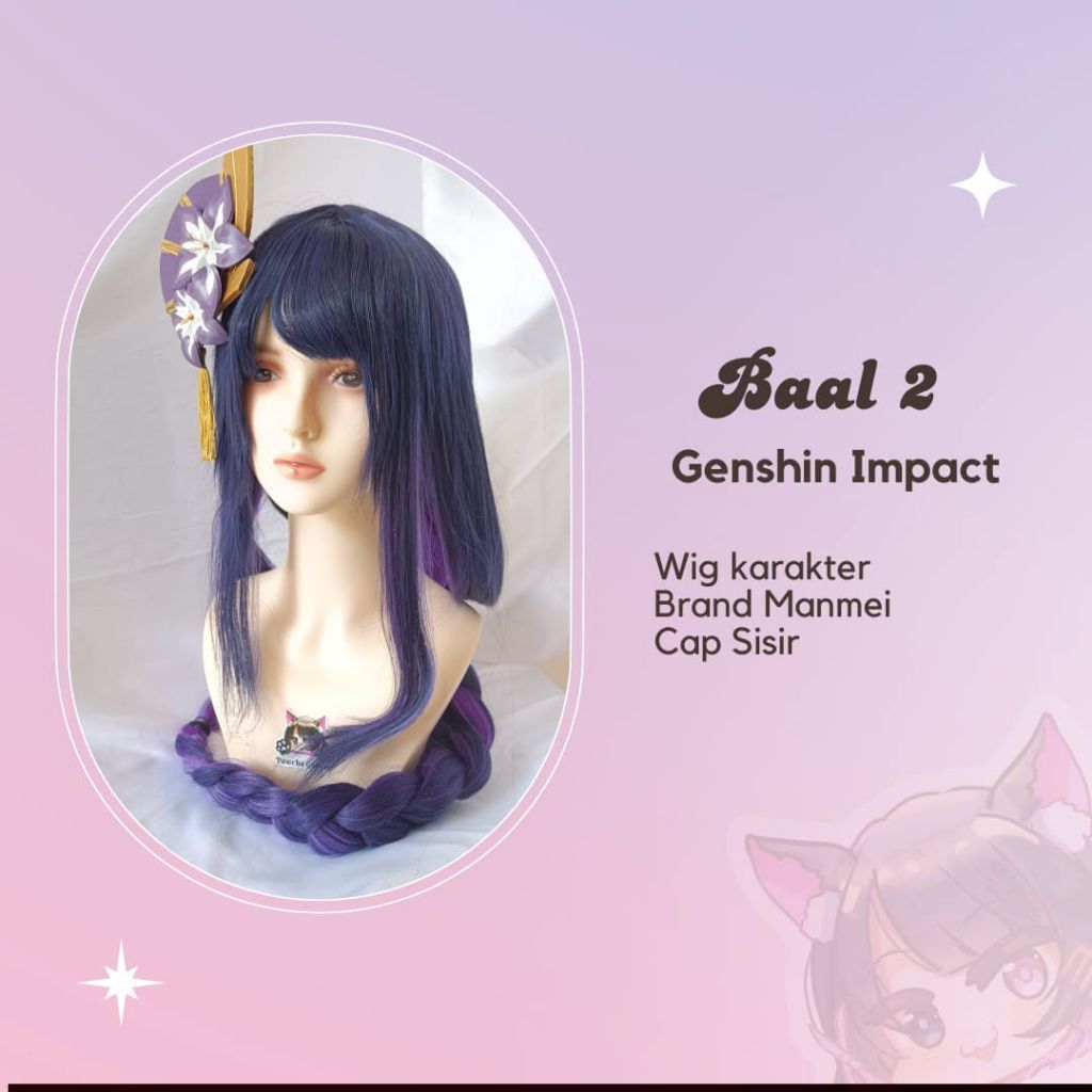 wig raiden shogun wig cosplay wig baal wig murah