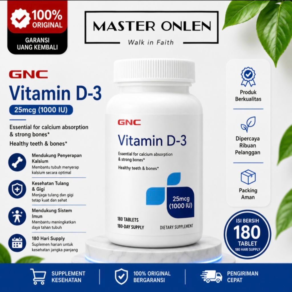 GNC Vitamin D3 1000 iu 25 mcg Usa 180 Tablets