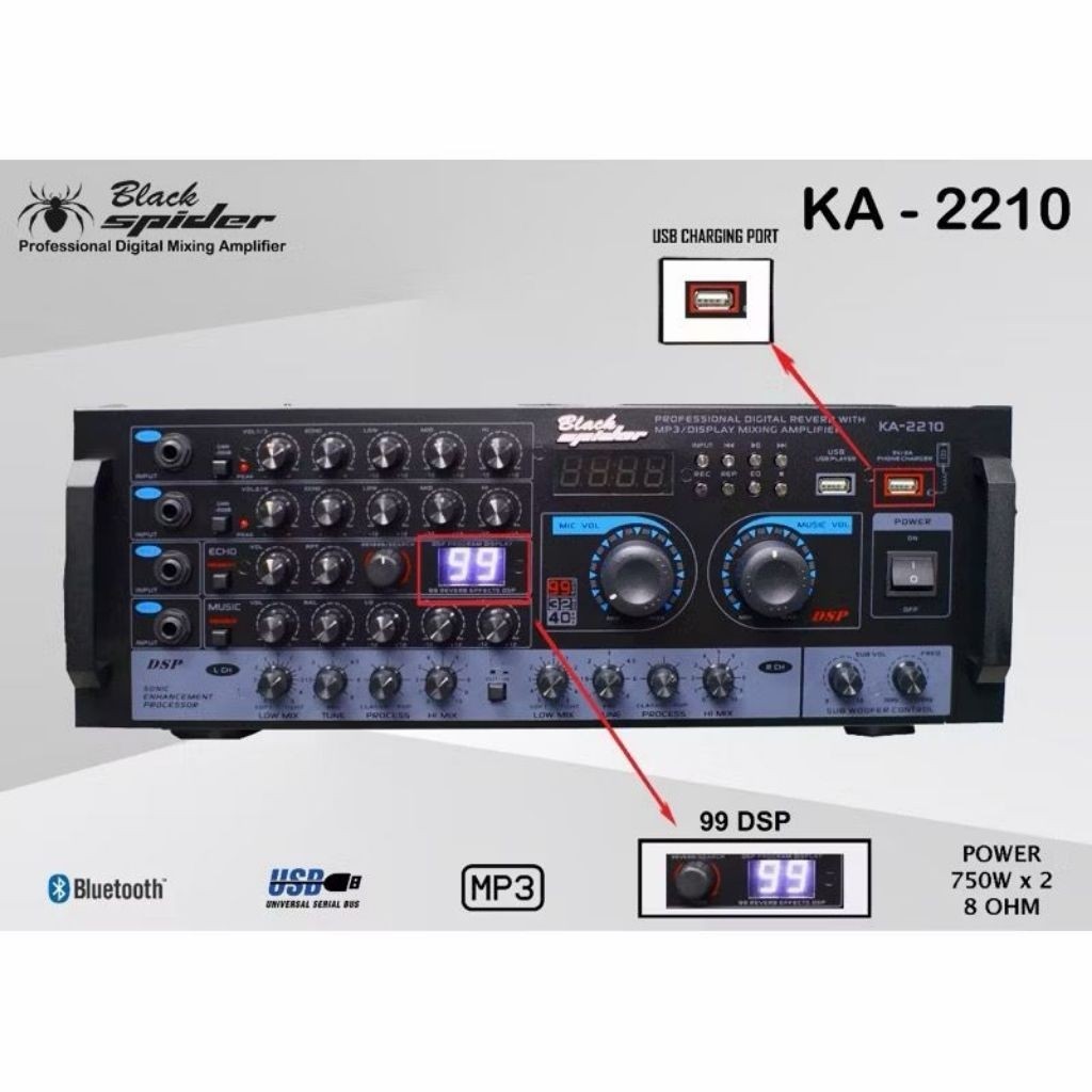 AMPLIFIER BLACK SPIDER KA 2210 / KA2210 / KA-2210