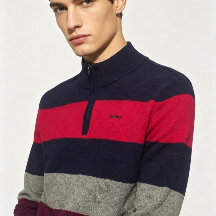 Sweater Rajut Pria Model Quarter-zip (half-zip) 100% Original
