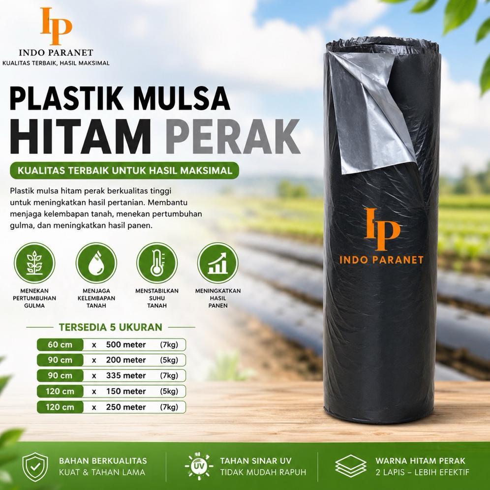 PLASTIK MULSA HITAM PERAK | 60cm 90cm 120cm | 1 ROLL TANAM CABAI MELON TOMAT Diskon