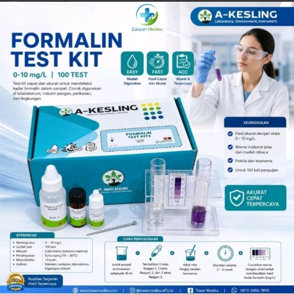 TES KITS A-KESLING FORMALIN / FORMALDEHID | Alat Pengukur Kualitas makanan Formalin [ MBG ] | Test K